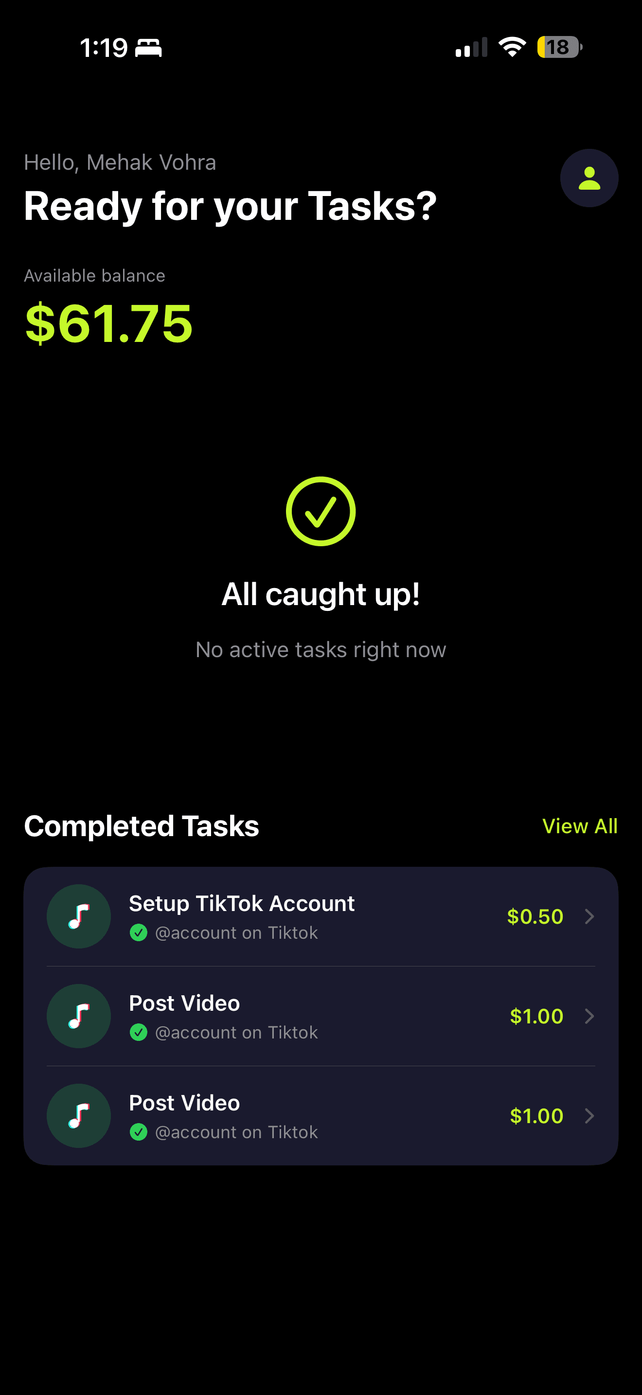 Ghost app task dashboard